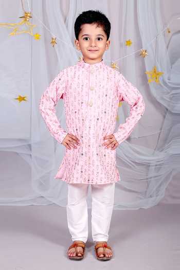 Kirti Agarwal - Pret N Couture Embroidered Pink Cotton Silk Kurta Set 