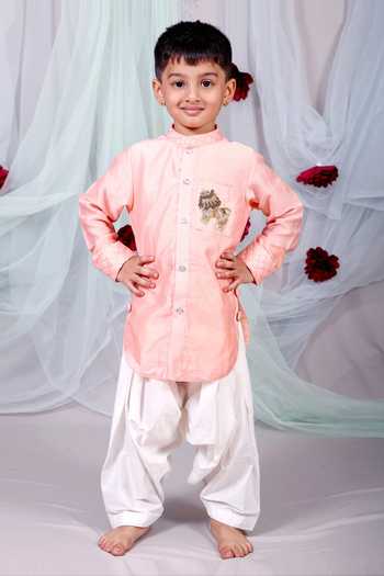 Kirti Agarwal - Pret N Couture Peach Chanderi Silk Kurta Set 