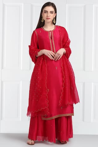 Silk Chanderi Kurta Gharara Set 