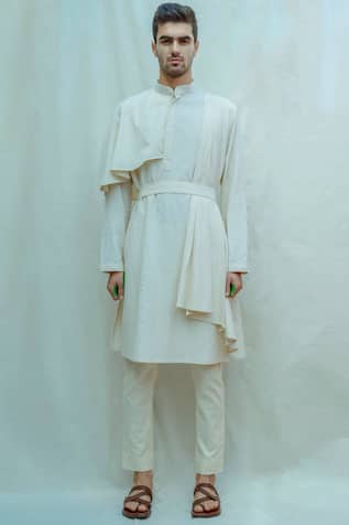 Linen Draped Kurta Set 