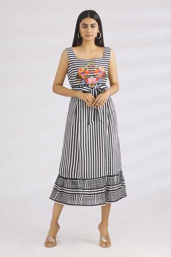 MR. Ajay Kumar Linen Silk Striped Dress 