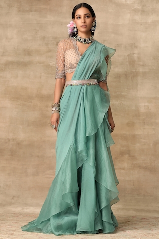 Shop Blue designer Pre Draped Sarees for Women Online