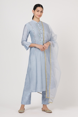 Adara Khan Chanderi Embroidered Kurta Set