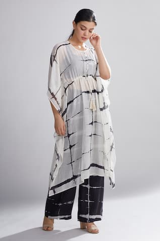 Shibori Chanderi Silk Kaftan 