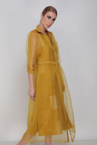 Arcvsh by Pallavi Singh Linen & Silk Organza Layered Dress