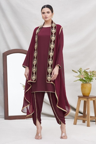 Ekta Singh Asymmetric Cape & Dhoti Pant Set