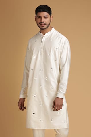 Mirror Embroidered Kurta & Pant Set For Kids