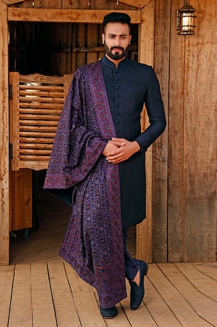 Silk Embroidered Sherwani Set 