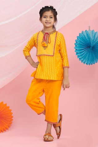 Buy KIDDRESS Girls PartyFestive Top Pant Sets Orange  Online at Best  Prices in India  JioMart