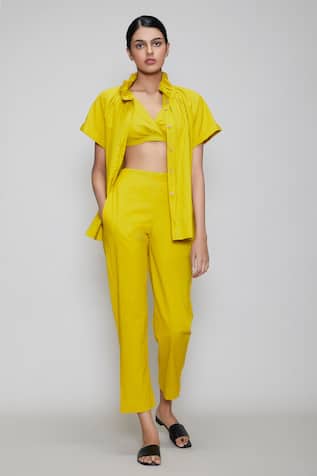 Zara SS17 Yellow Linen Trousers With Belt Size S NWT  eBay  Womens linen  trousers Linen trousers Fashion