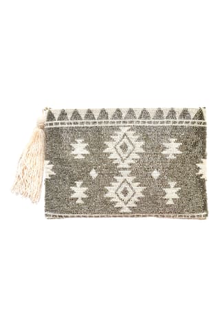 Bead Ikat Tassel Clutch 