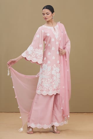 Chanderi Embroidered Kurta Set 