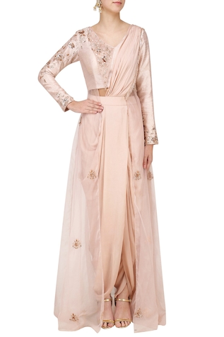 Masumi Mewawalla Embroidered Pre-Draped Dhoti Pant Saree 