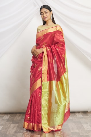 Handloom Chanderi Silk Saree With Zari Border – tagged 