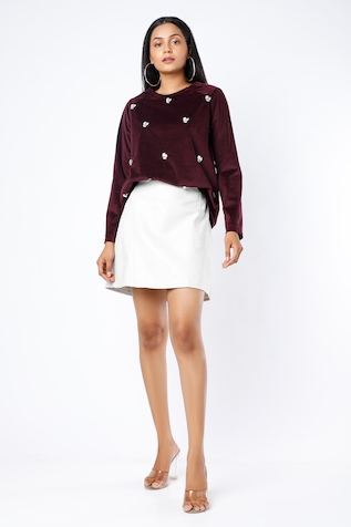 Emblaze Velvet Embellished Top
