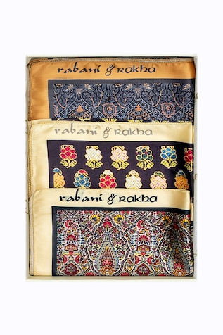 Rabani & Rakha Printed Pocket Square Gift Box Set of 3