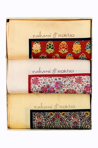Rabani & Rakha Printed Pocket Square Gift Box Set of 3