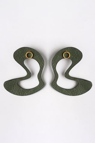 Green Abstract Stud Earrings 