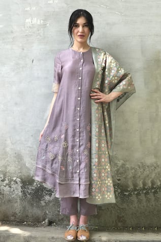 I Am Design Linen Satin Kurta Set 