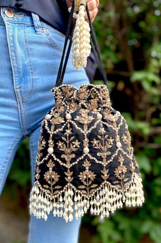 Poly Silk Embellished Potli Bag 
