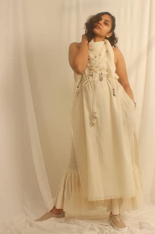 Shwetanga Slit Kurta Sharara Set 