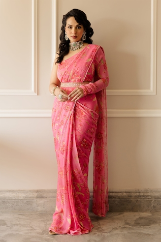 Paulmi and Harsh Printed Pre-Draped Saree With Blouse