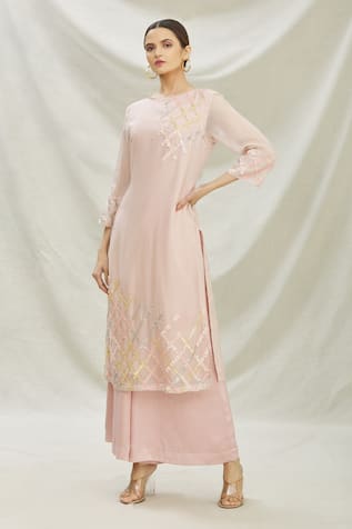 Organza Embroidered Kurta & Pant Set 