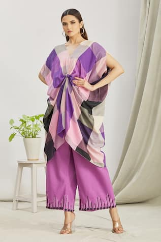 Front Knot Kaftan Tunic & Palazzo Set 