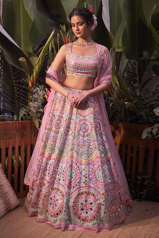 Organza Embroidered Bridal Lehenga Set 