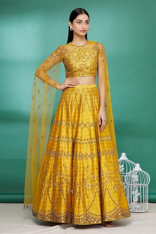 Draped Choli & Lehenga Set 