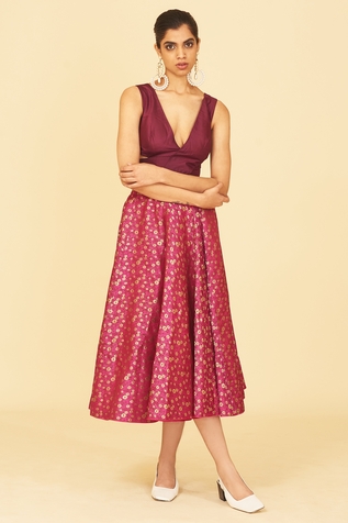 Ekaya Handwoven Silk Banarasi Skirt