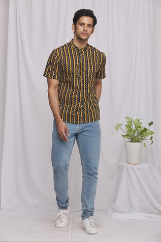Aryavir Malhotra Geometric Print Short Kurta