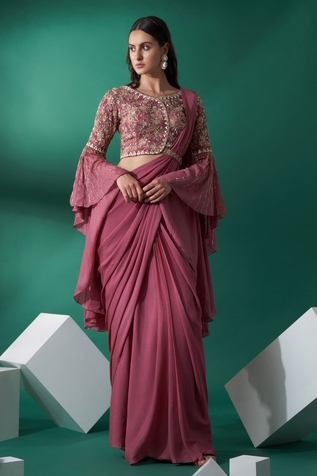 Suruchi Parakh Pre-Draped Saree With Ruffle Blouse