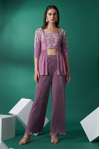 Suruchi Parakh Asymmetric Crop Top & Pant Set
