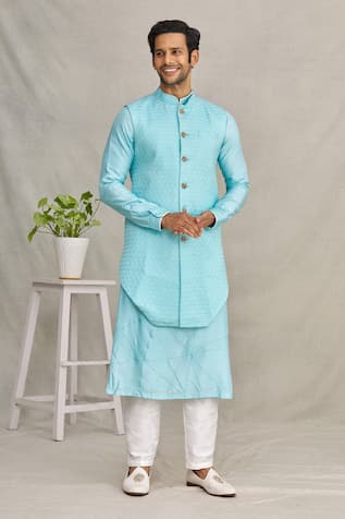 Silk Embroidered Bundi & Kurta Set 