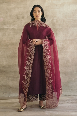 Sureena Chowdhri Silk Chanderi Kurta Palazzo Set