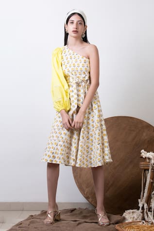 Cotton Floral Print Dress For Kids
