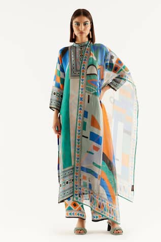 Champa Geometric Print Tunic Pant Set 