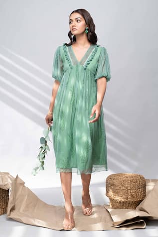 Buy Green Jacquard Work Silk Designer Gown : 254095 - New Arrivals