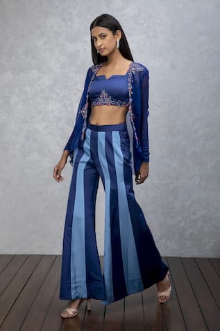 ISHA GUPTA TAYAL Jacket & Striped Pant Set 