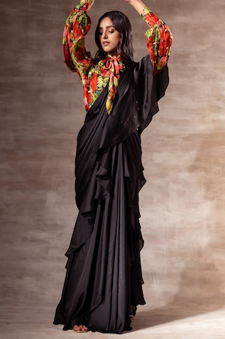 Ruhr India Ruffle Pre-Draped Saree