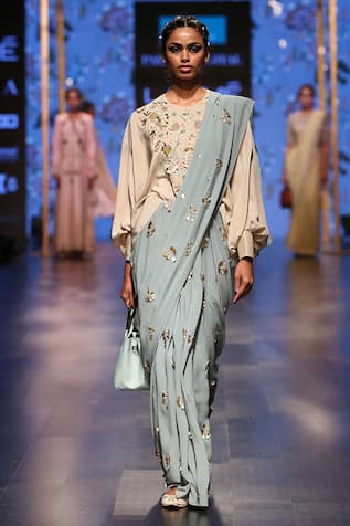 Esta Embroidered Saree With Kaftan Top 