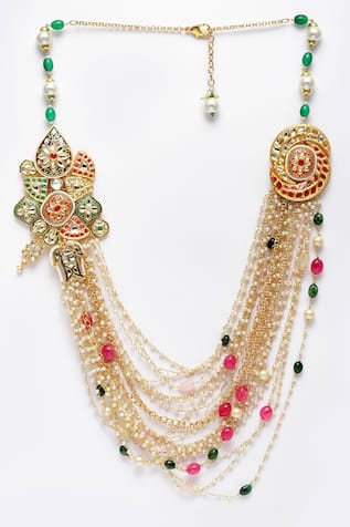 Gold Plated Kundan Layered Necklace 