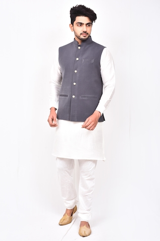 Buy Grey 100% Linen Plain Flinter Blazer And Trouser Set For Men by  Philocaly Online at Aza Fashions.