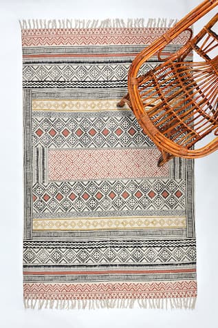 Cotton Hand Block Printed Rug 
