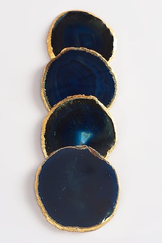 Hand Carved Agate Coaster Set of 4 