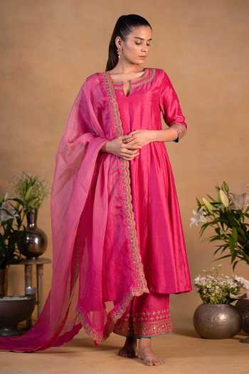 Pants And Pajamas Organza Ombre Embroidered Dupatta 