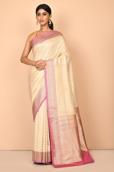 Arihant Rai Sinha Banarasi Katan Silk Floral Woven Saree