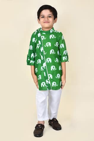 Elephant Print Kurta & Pant Set 