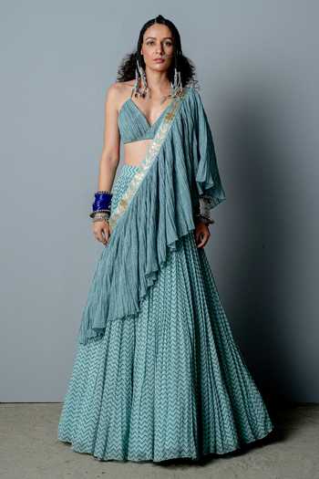 Pooja Rajgarhia Gupta Nandi Block Print Lehenga Set 